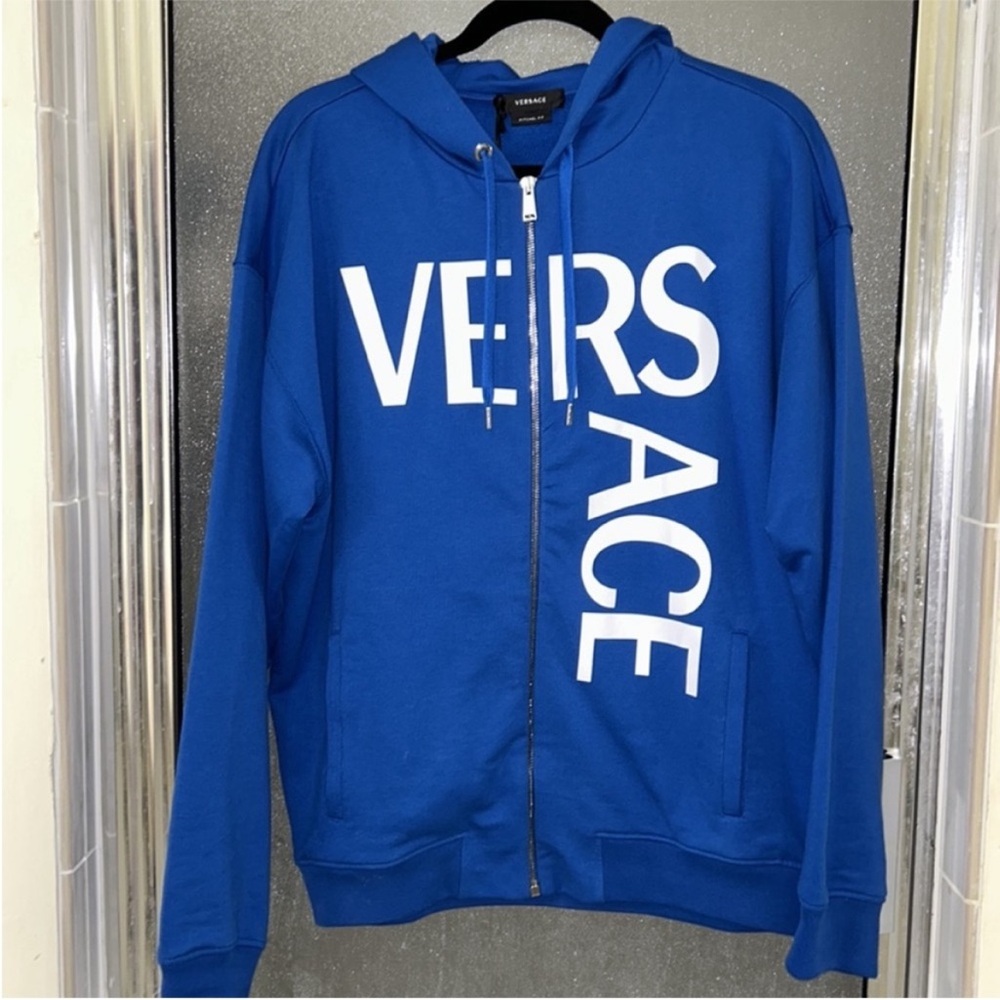 Authentic Versace Men’s Split Logo zip hoodie NWT - image 3